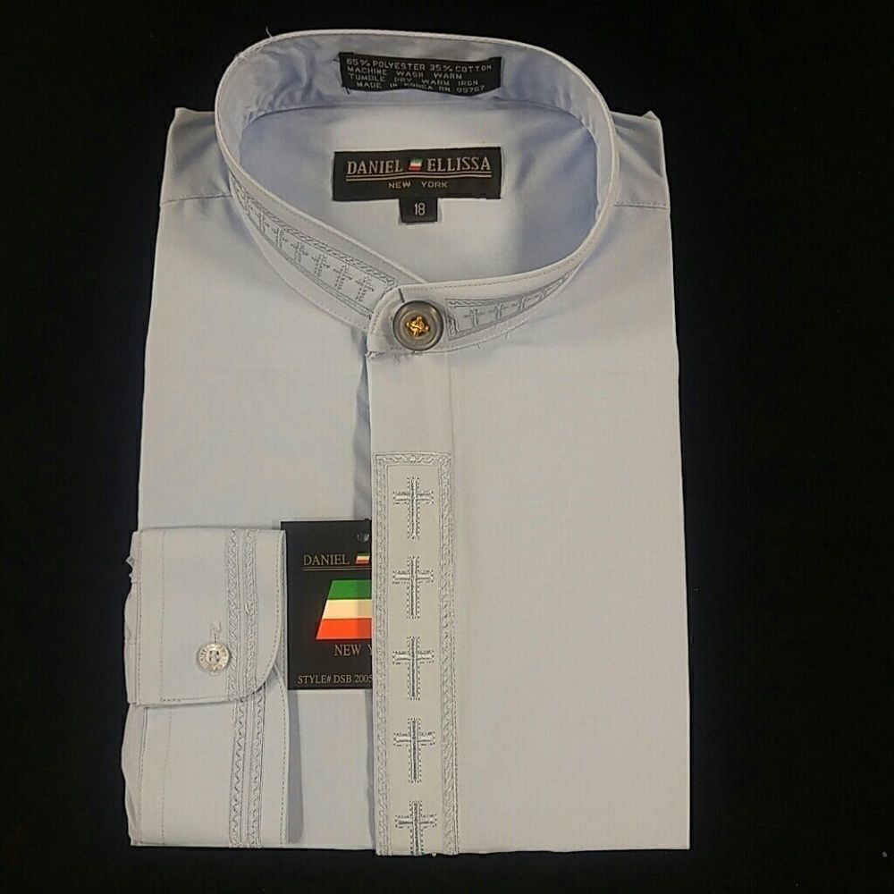 BOY'S BANDED COLLAR DRESS SHIRT. SIZE 18